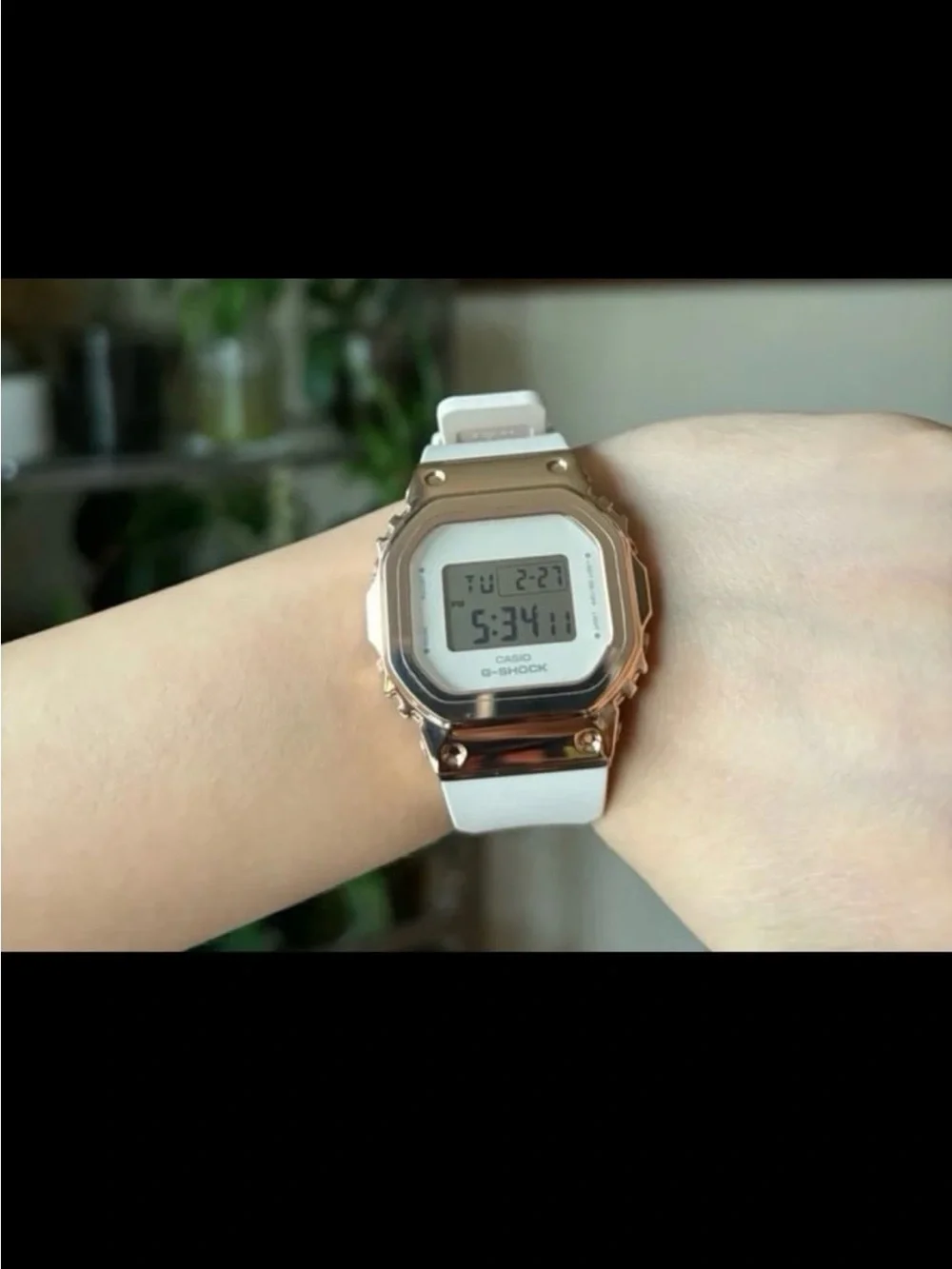 Casio G-Shock GMS5600PG-4 Rose Gold Digital Watch with Cream Band